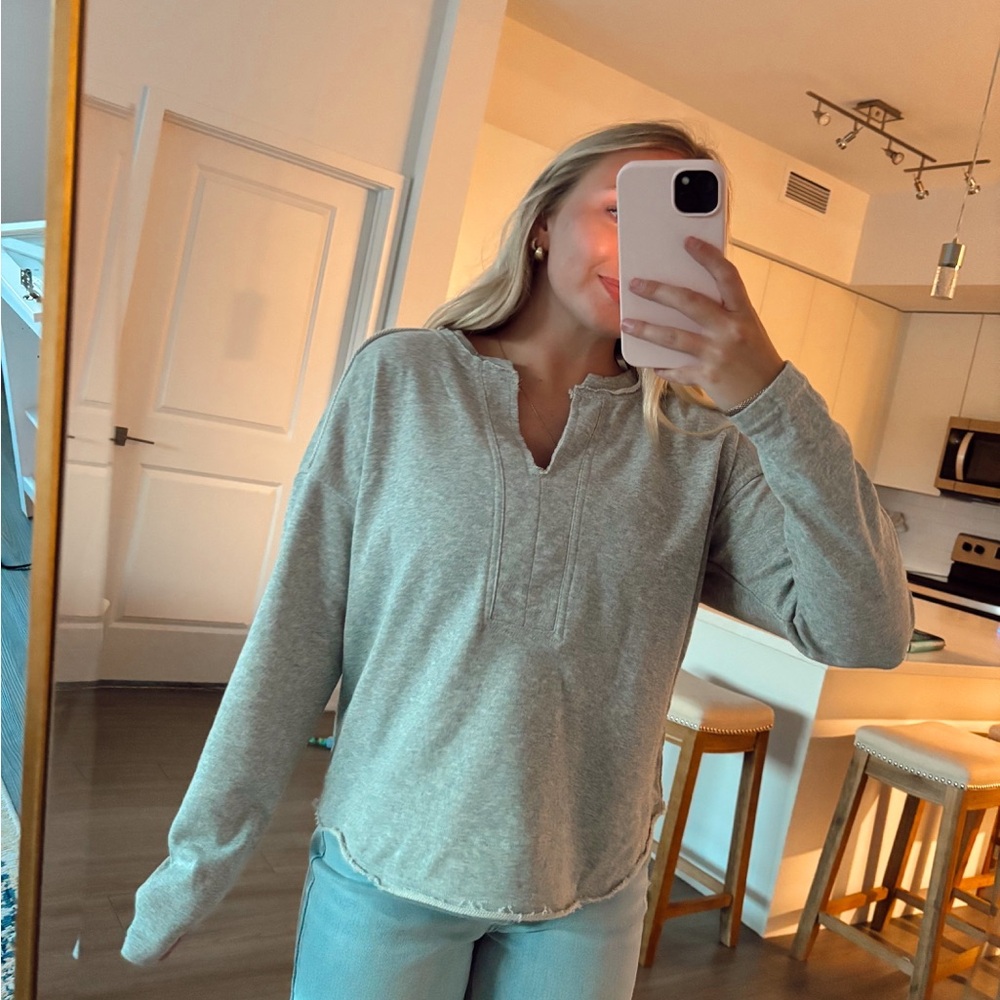 Grey Long Sleeve Top